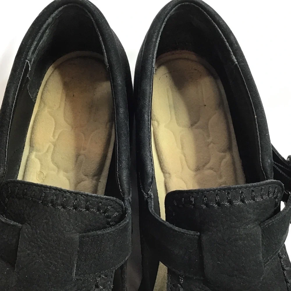 ROCKPORT Size 9 1/2 Mary Jane Loafer Flats Shoes Suede Leather Buckle Black - Picture 8 of 11